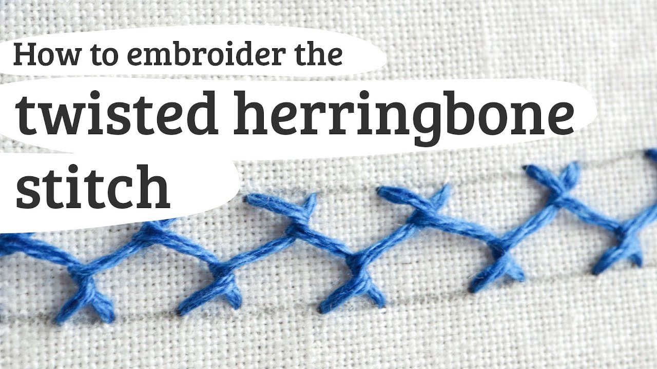 twisted herringbone stitch - hand embroidery stitch 67