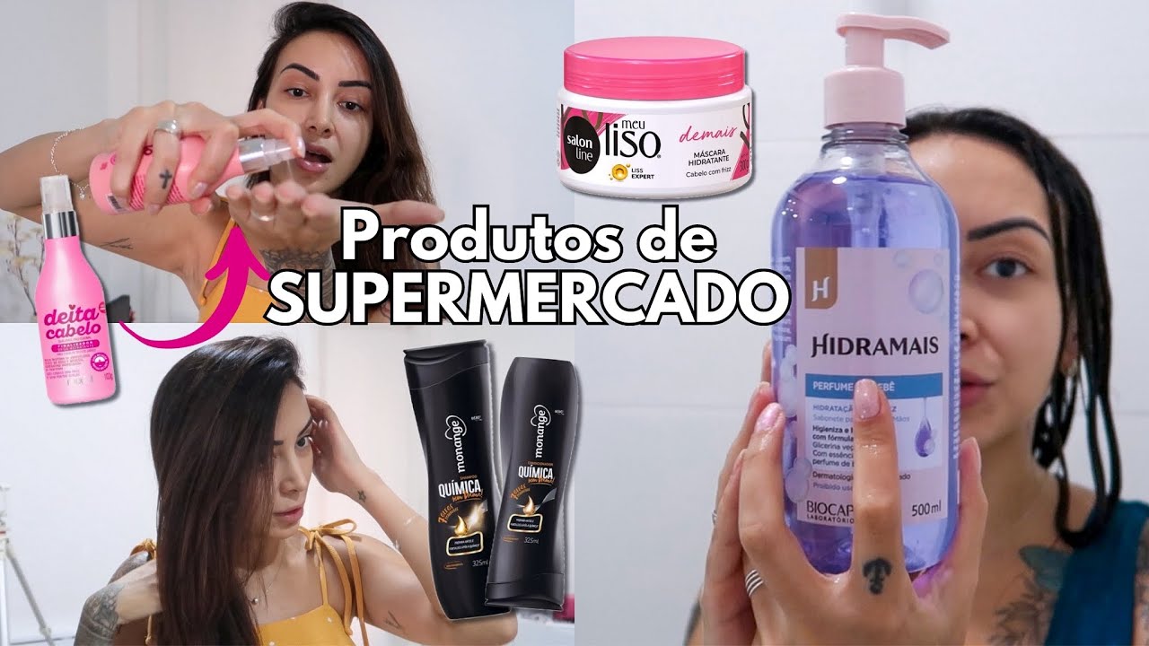 TESTANDO PRODUTOS DE BELEZA DE SUPERMERCADO - finalizador Muriel, shampoo e condicionador Monange