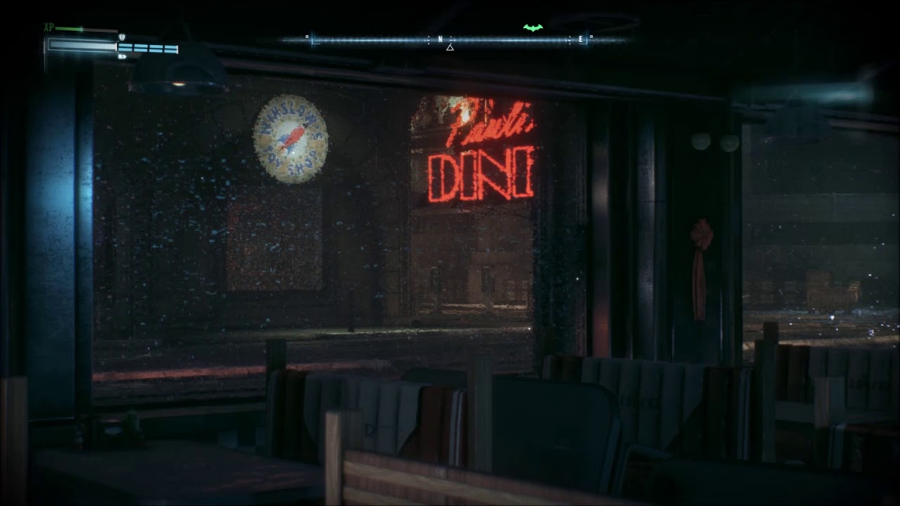 Batman: Arkham Knight - Pauli's Diner Ambiance (rain, city sounds, white noise, live wallpaper)
