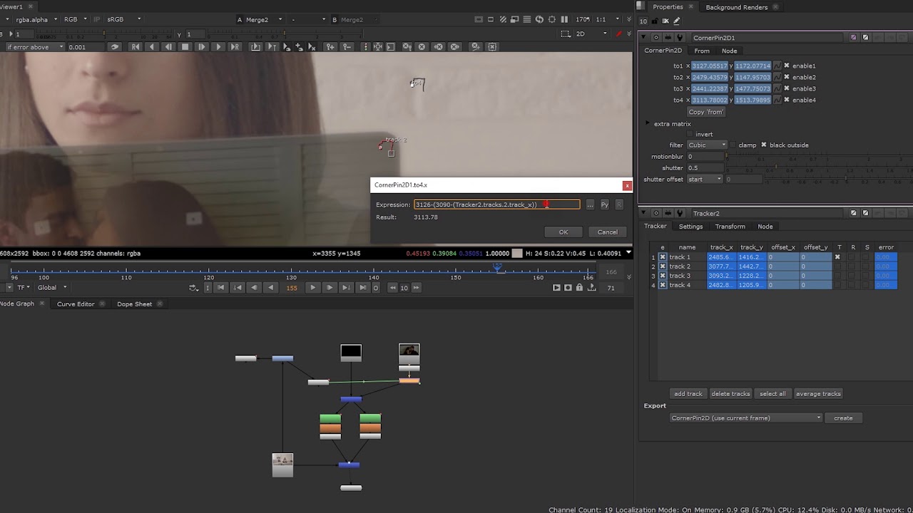 NUKE Tracking and CornerPin Offset
