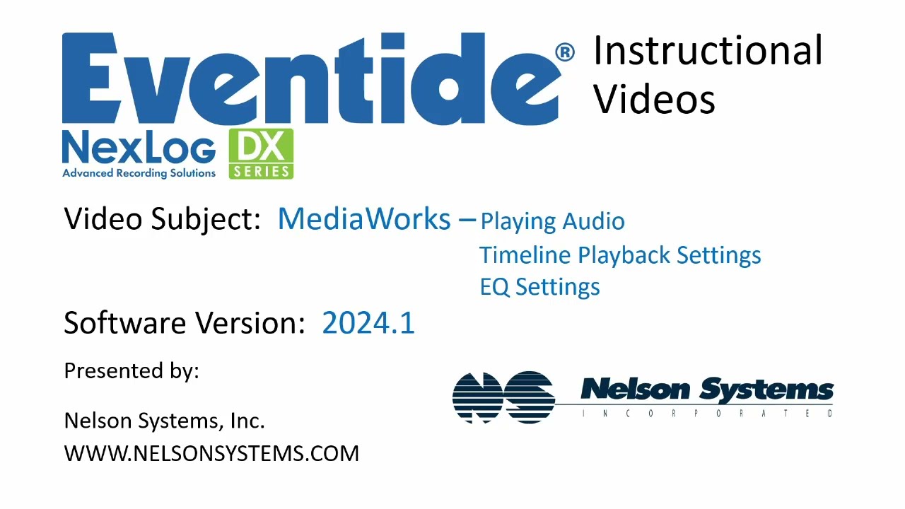 Eventide MediaWorks Playing Audio - Timeline Playback Settings - EQ Settings