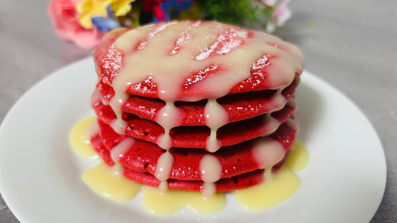 Easy and Delicious Valentine's Day Special Breakfast/Red Velvet Pancake Recipe 