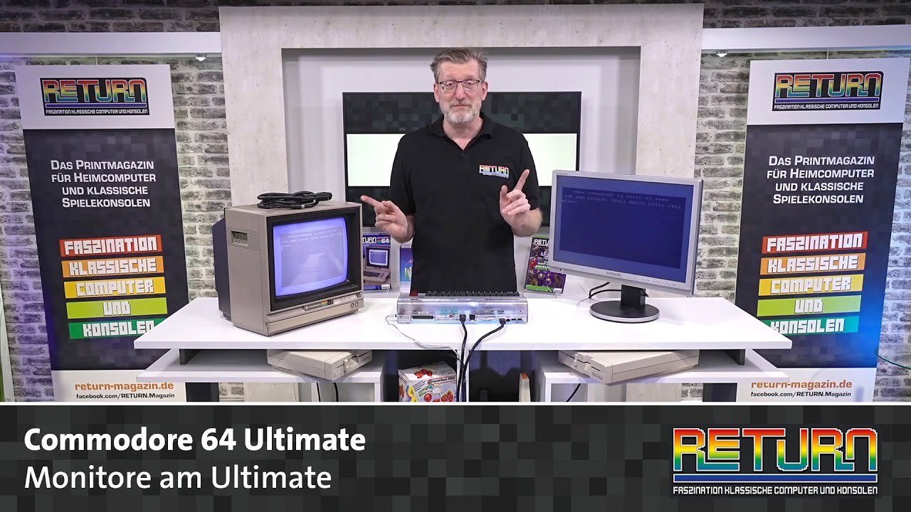 Commodore 64 Ultimate: Flachbild- und CRT-Monitore im Betrieb