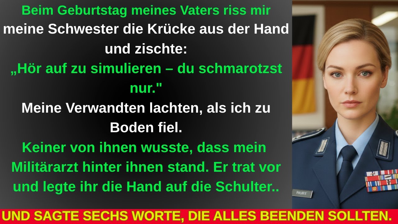 Auf Papas Geburtstag riss mir meine Schwester die Krücke weg und schrie 'Hör auf zu simulieren!'