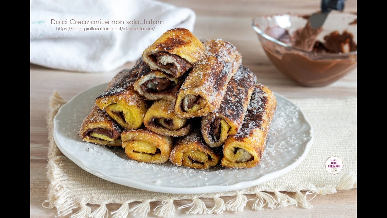 Rotolini di pane e nutella fritti - French toast roll up with nutella