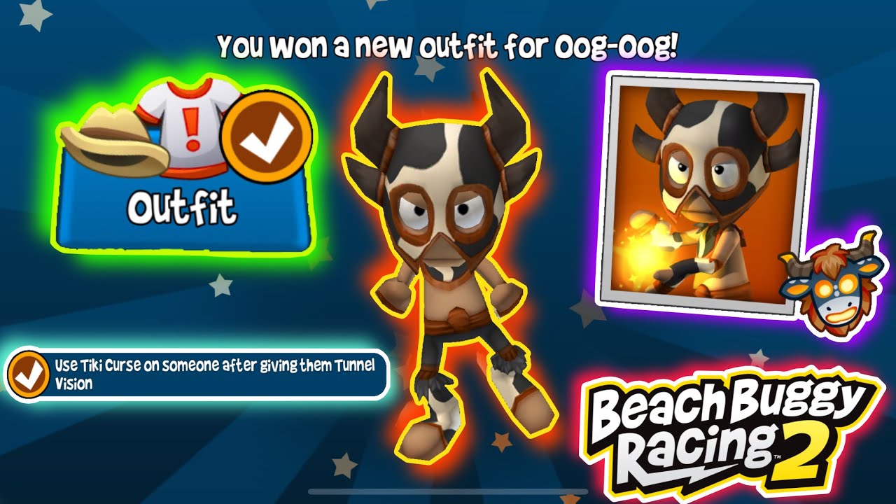 Use Tiki Curse On Opp Aften Giving Tunnel Vision 👁️| Unlocked Oog Oog Outfit | Beach Buggy Racing 2