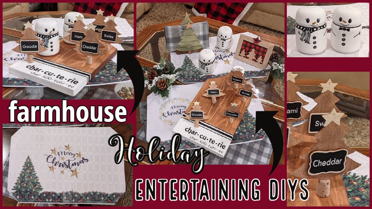 🎄FARMHOUSE CHRISTMAS HOLIDAY ENTERTAINING DIYS~Charcuterie Board~Christmas Placemats~S & P Snowmen