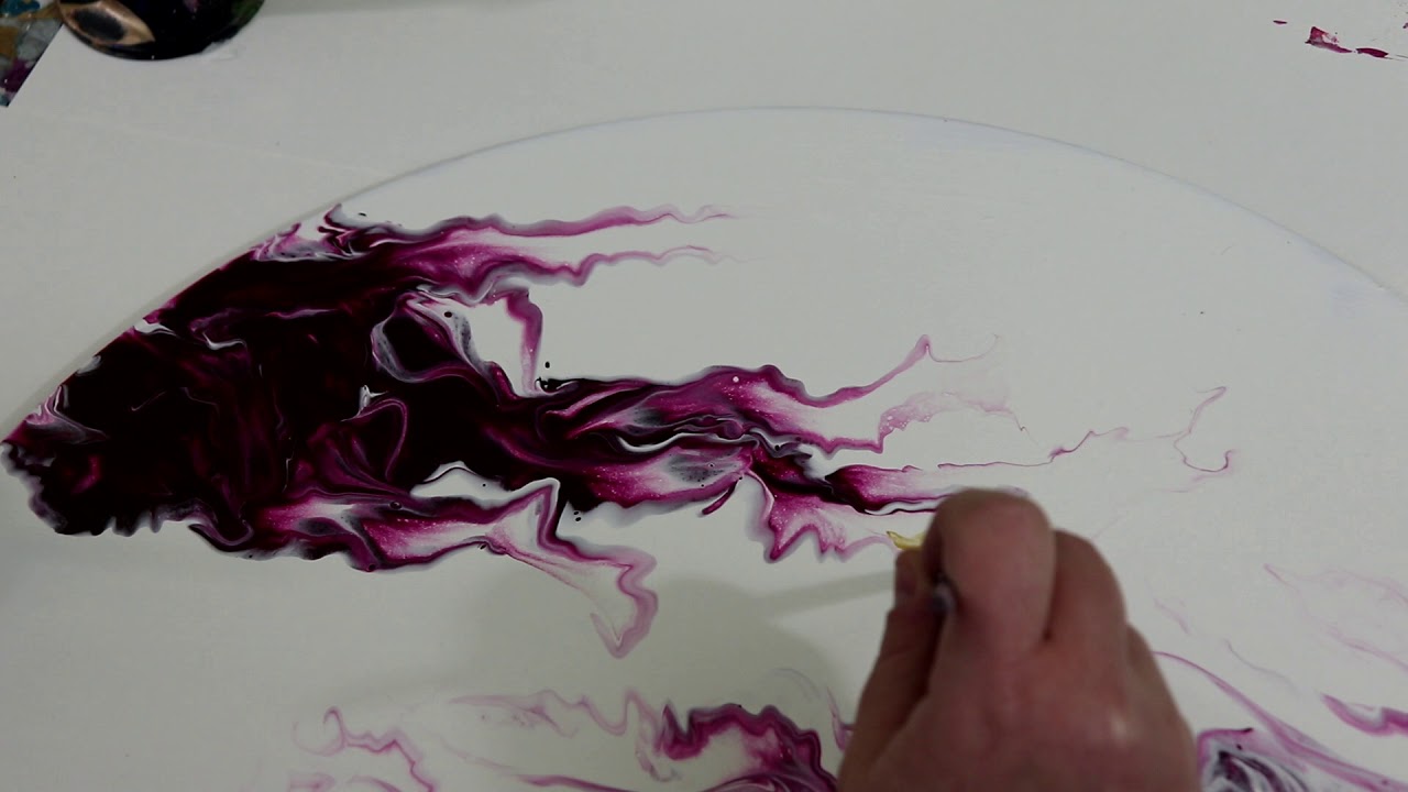(179) Straw Blown Fluid Acrylic Video, with Gold Embellishments