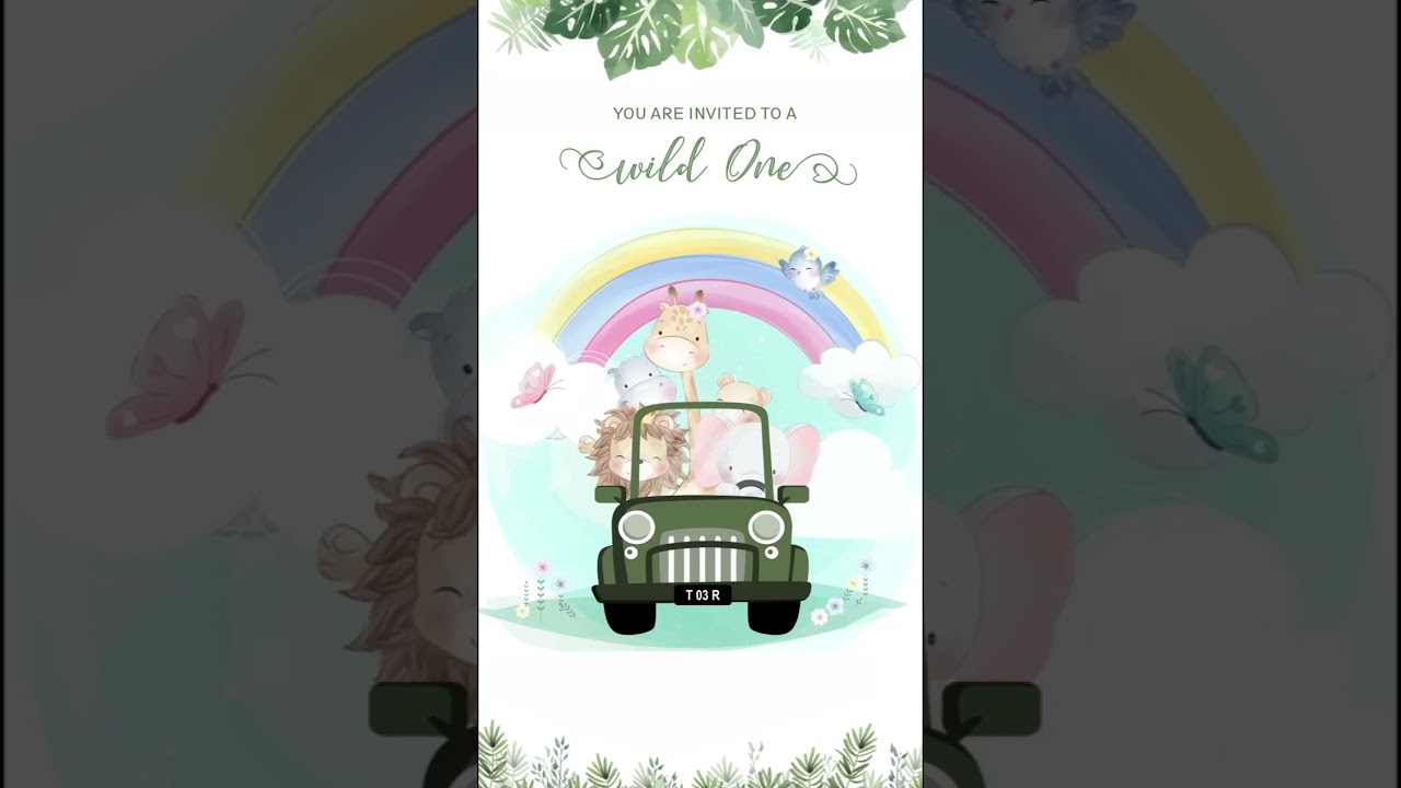 Jungle Theme Birthday Invitation video | for Whatsapp | #1 | 1st Birthday #shorts  #trending #viral