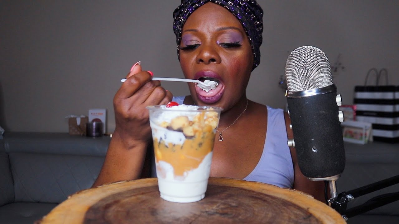 PEANUT BUTTER SUNDAE ASMR EATING SOUNDS