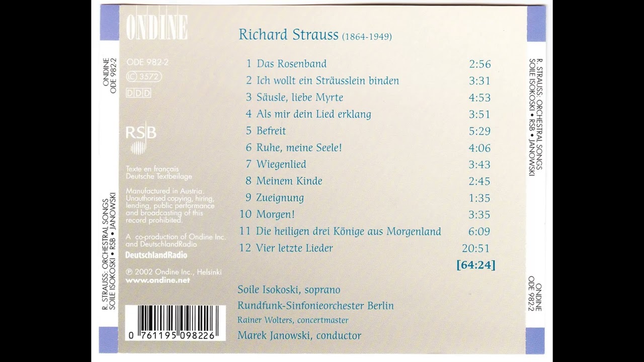 Siole Isokoski, Marek Janowski, Rundfunk Sinfonieorchester Berlin   Vier letzte Lieder, Orchestral S