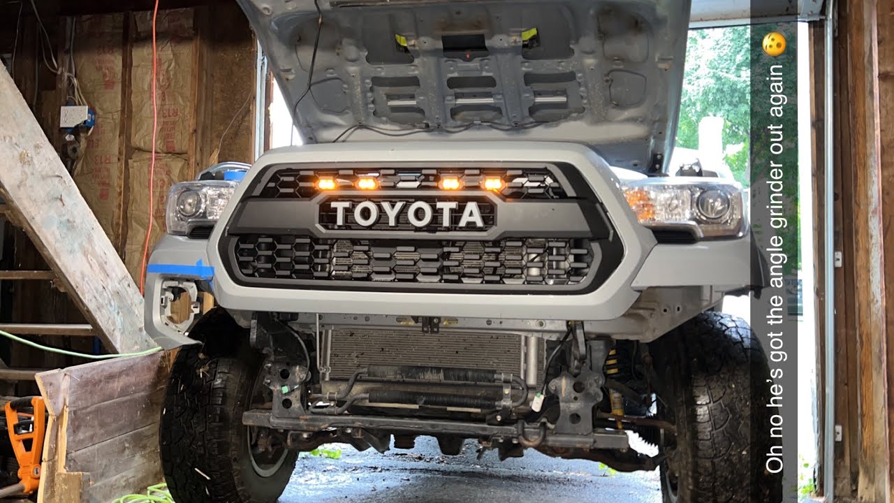 Tacoma lower front grill removal and bumper trimming