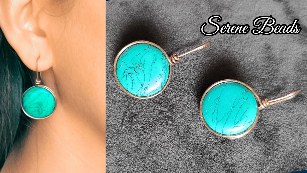 Wire wrapped cabochon earrings | Easy Wire wrapped earrings | Wire wrapping cabochon