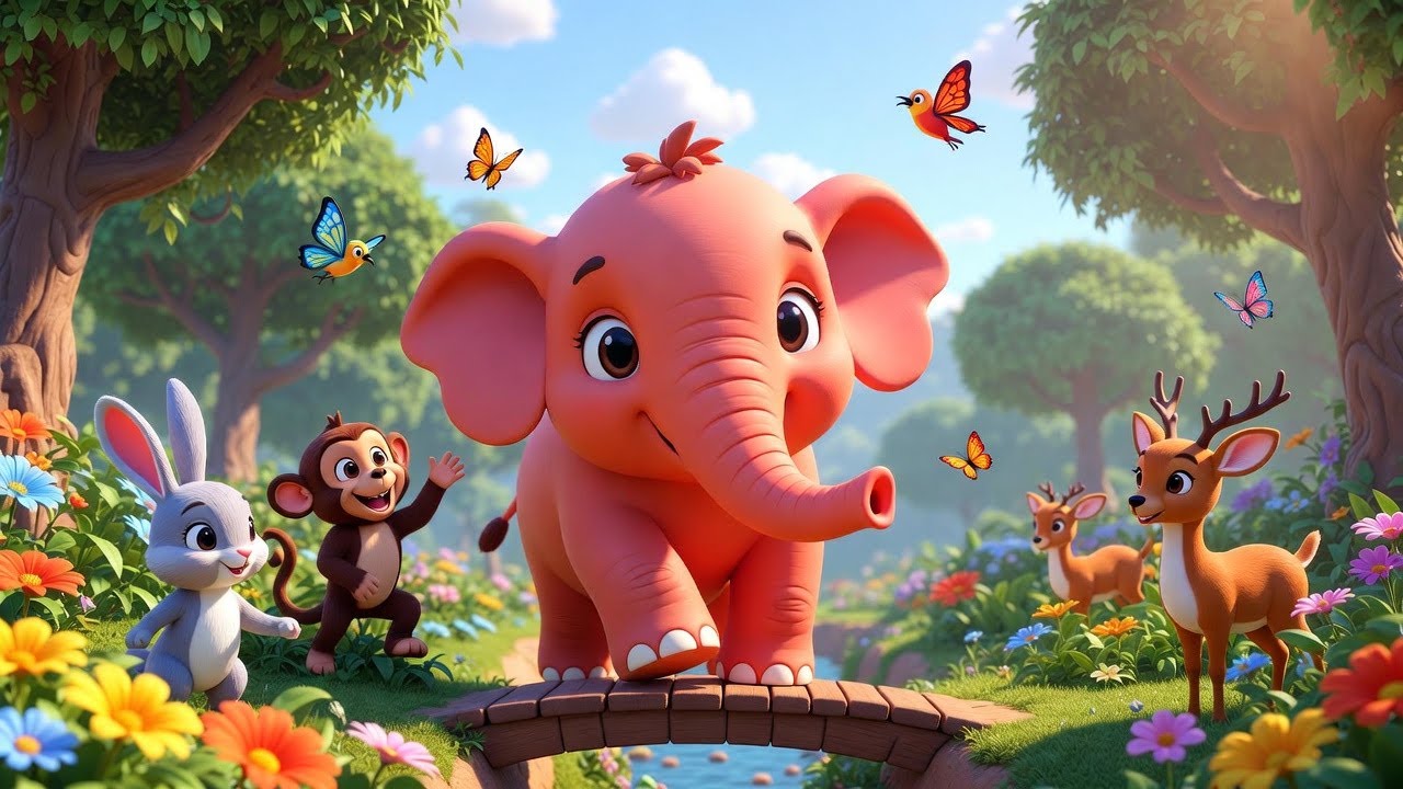 Ek Mota Hathi 🐘  Hindi Nursery Rhymes for Kids  Cute 3D Cartoon Elephant Song