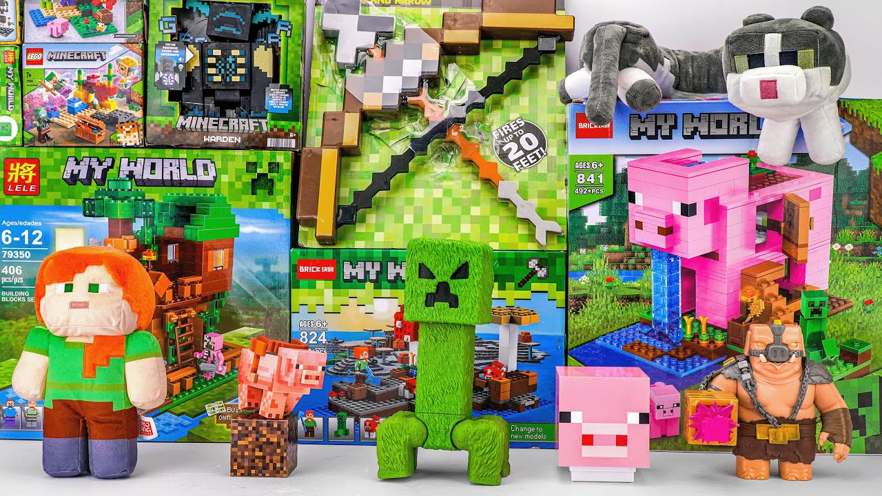 Minecraft Movie Toy Collection Unboxing ASMR | Bow And Arrow | Creeper | Minecraft Diamond Level Pig
