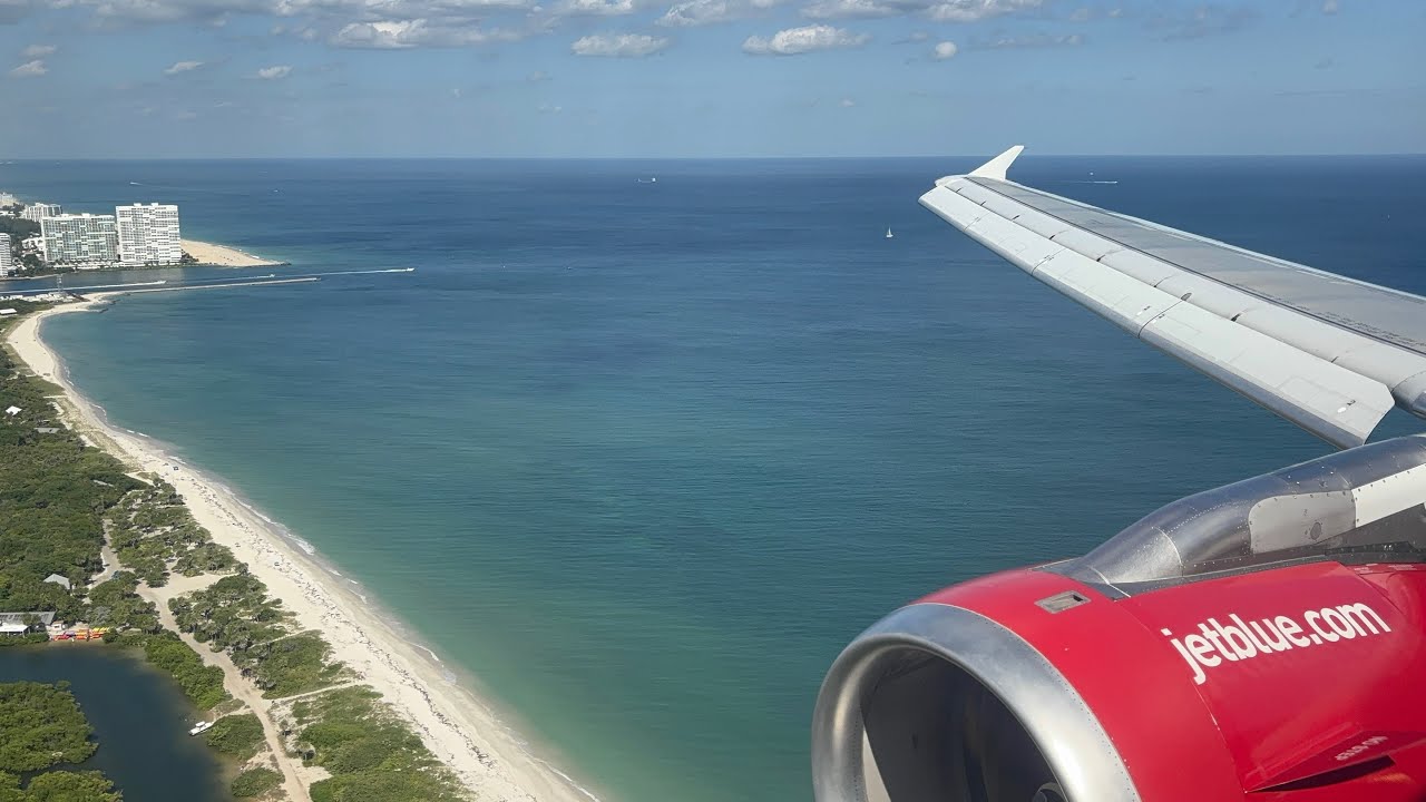 JetBlue A320 (Blue Bravest) Afternoon Landing at Fort Lauderdale-Hollywood International Airport