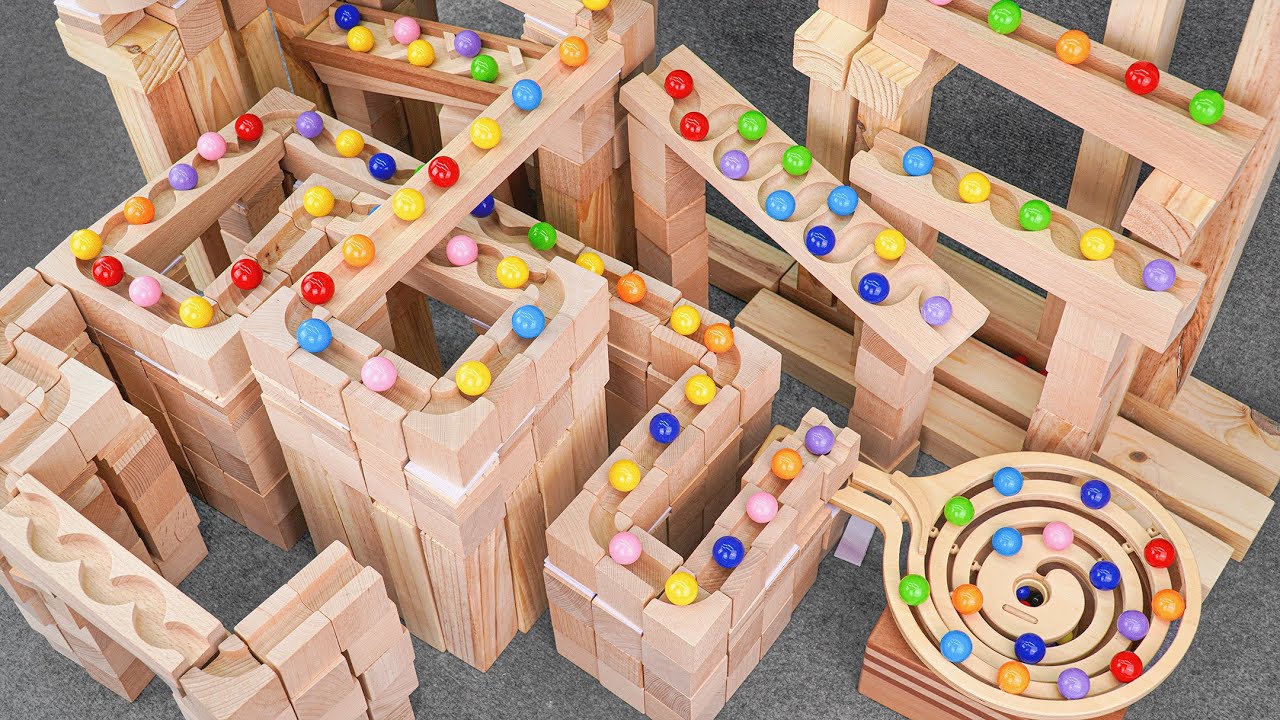 Marble Run Race ☆ HABA Slope + Cuboro + Bornelund Quadrilla + Transparent pipe #1