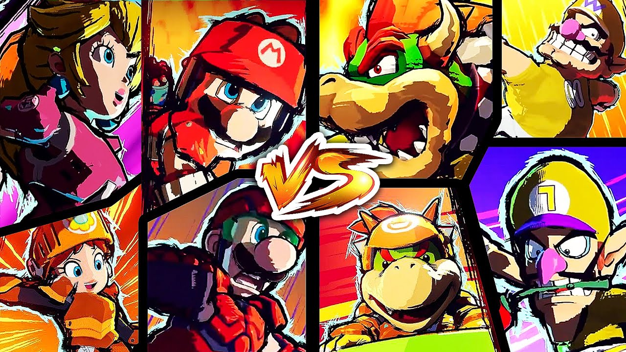 Mario Strikers Battle League - Team Mario VS. Team Bowser (4K)