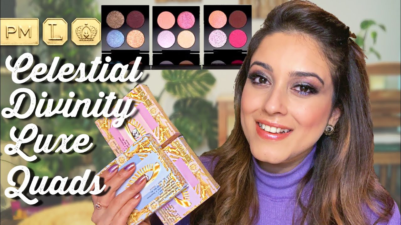 Pat Mcgrath Celestial Divinity Quads Fleur Fantasia,Risque Rose &Interstellar Icon Review Tutorial