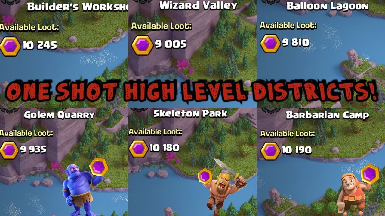 ONE SHOT EVERY 👉🏻HIGH DEFENSE👈🏻DISTRICT IN CLAN CAPITAL⭐6 replays🎥(Clash of Clans)