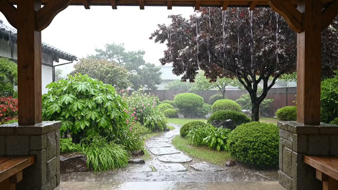 Peaceful Garden Rain Sounds 🌧️ Relaxing ASMR for Deep Sleep, Study & Stress Relief
