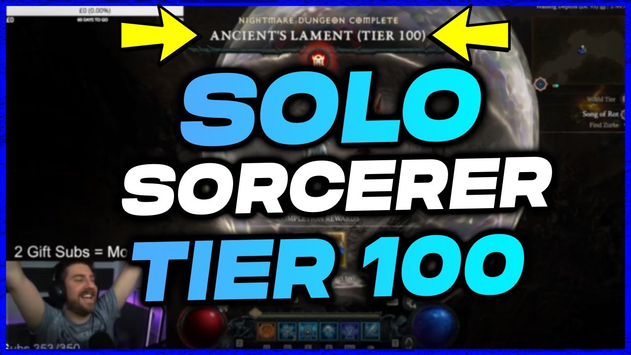 Diablo 4: SORCERER SOLO TIER 100 NIGHTMARE DUNGEON RUN - Ice Shards