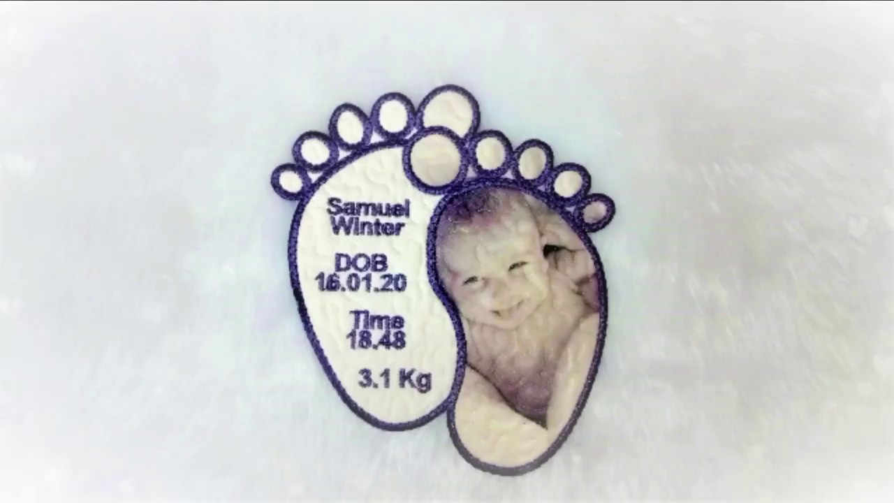 A photo birth sampler using the Baby Feet Applique Freebie -  By Kreative Kiwi