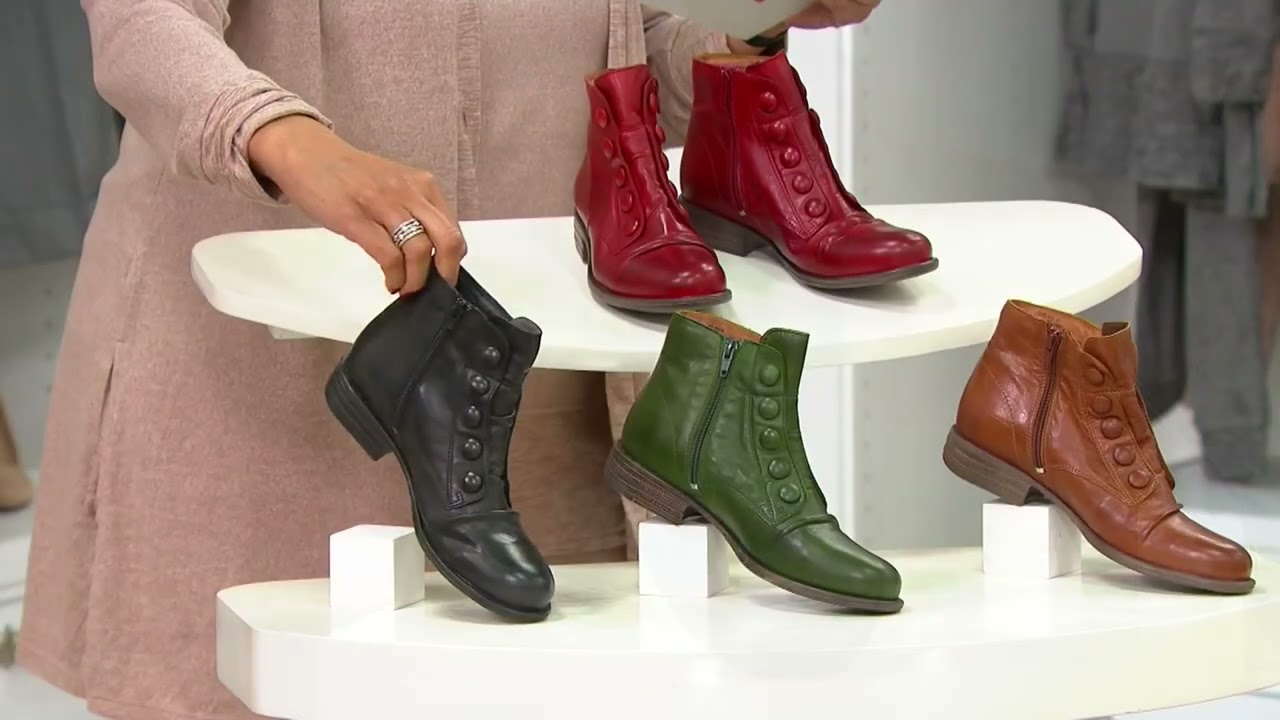 Miz Mooz Leather Button Ankle Boots - Louise on QVC