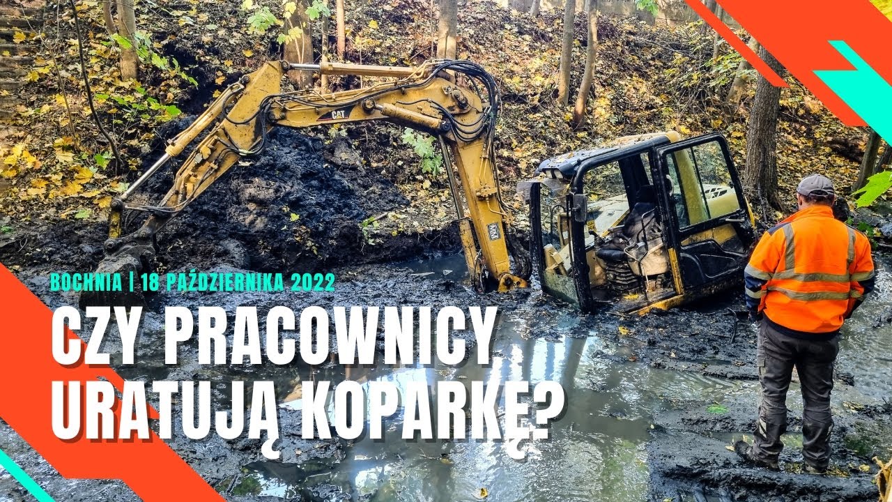 Bochnia. Koparka ugrzęzła w Babicy. Czy pracownicy uratują sprzęt? [18.10.2022]