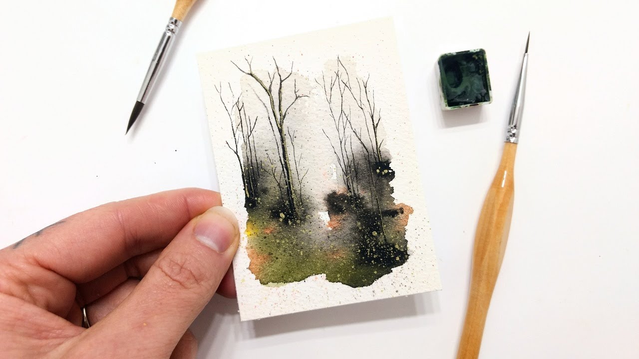 Simple WATERCOLOR abstract moody forest painting » Effortless abstract look for beginners guide