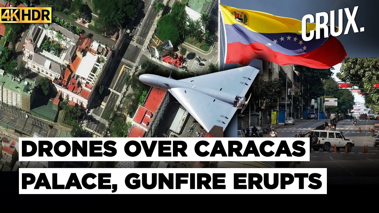 Gunfire In Caracas As Drones Fly Over Presidential Palace During Venezuela Power Shift | 4K