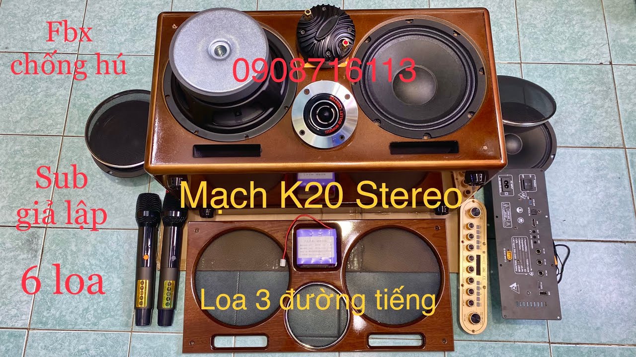 Loa Xách Tay 20 Đôi K20 Stereo | Loa karaoke 20 đôi k20 | Mạch loa kéo K20
