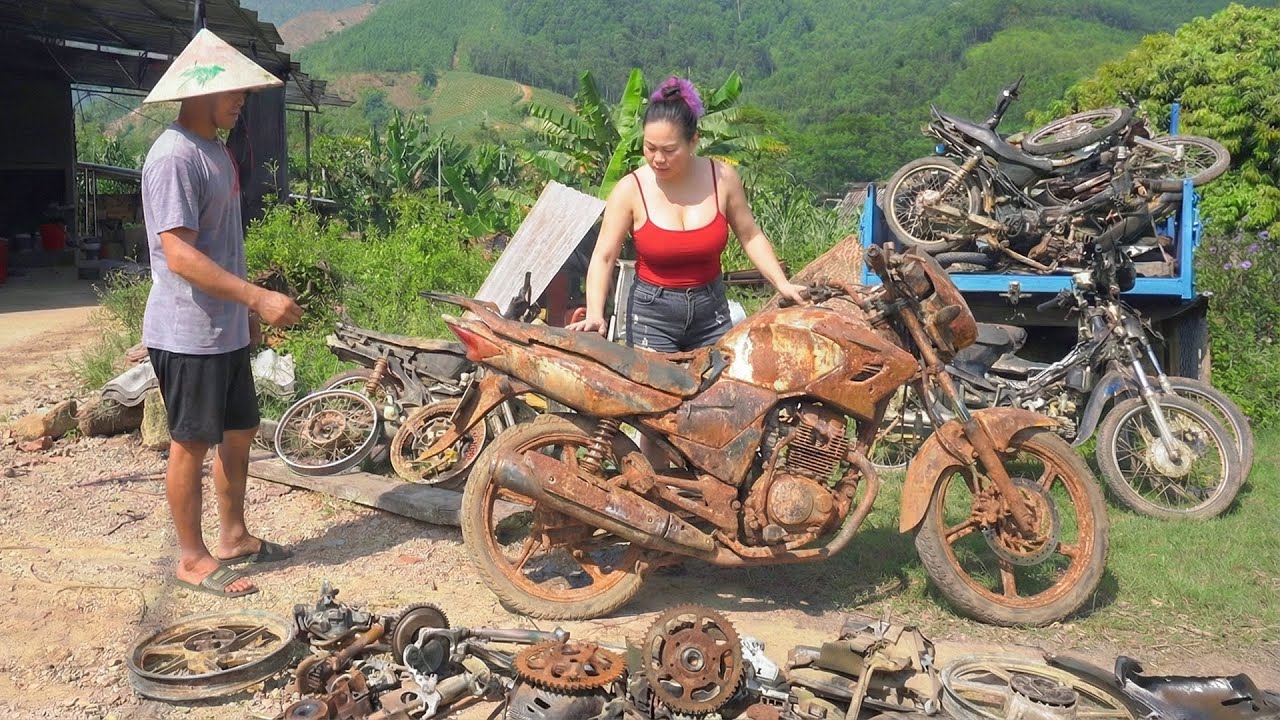Girl Buys a Junkyard Motorcycle and Restores It Back to Like-New Condition