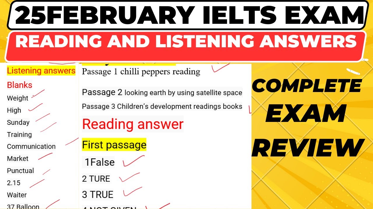 25 February reading and listening Answers| Reading passages names