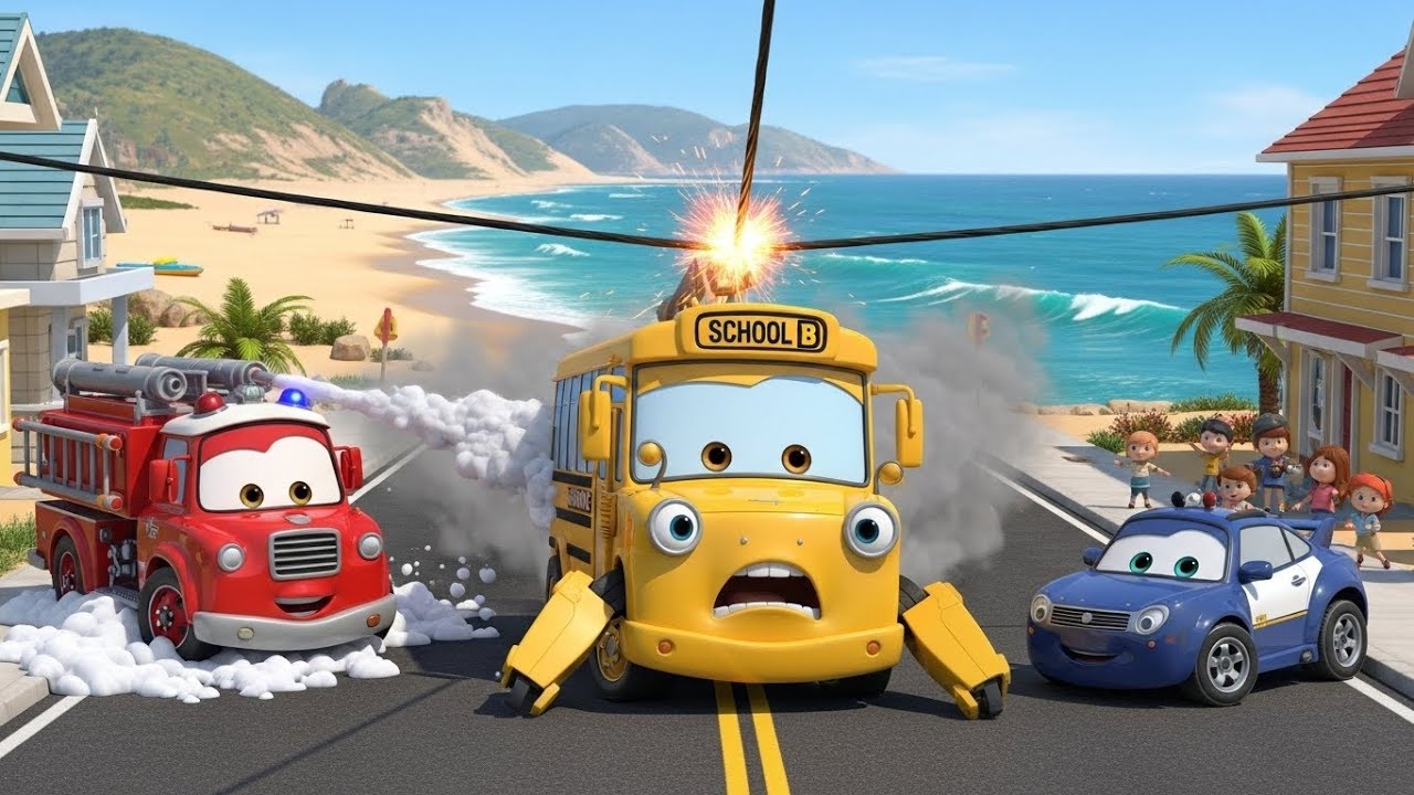 School B is Trapped! High Voltage Rescue | Robocar Poli | Electric Safety for Kids | The Magic Bus