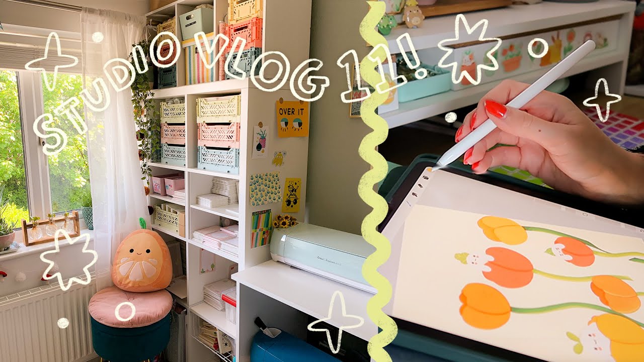STUDIO VLOG 11: I'm back: packing orders, patreon mail and designing new merch! | Laurel Mae Art