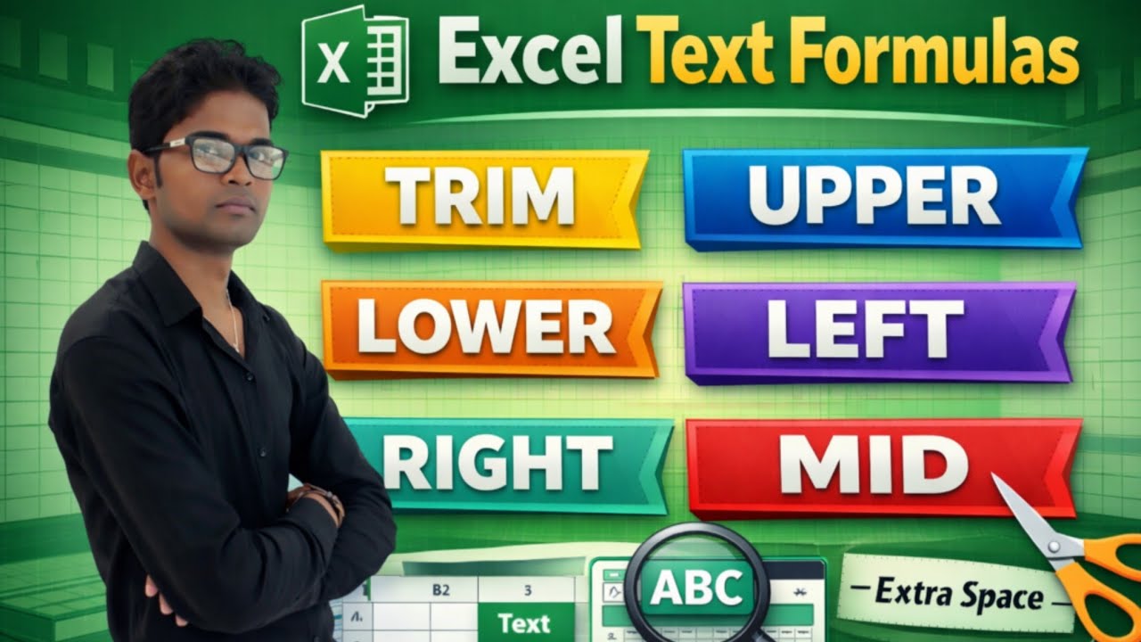 excel upper lower left right mid formula | excel text formula | excel string formula kaise use kare