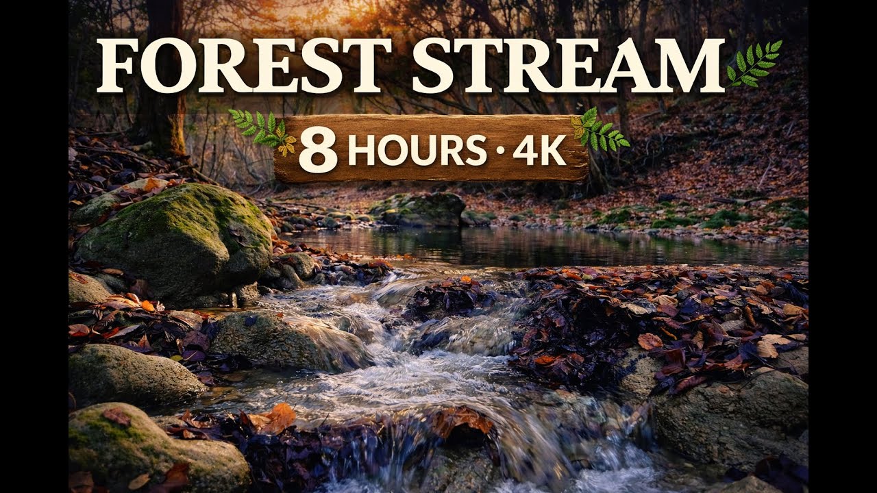 Forest Stream Sounds 🌿 8 Hours in 4K | Relaxing Nature Ambience for Sleep, Study & Meditation