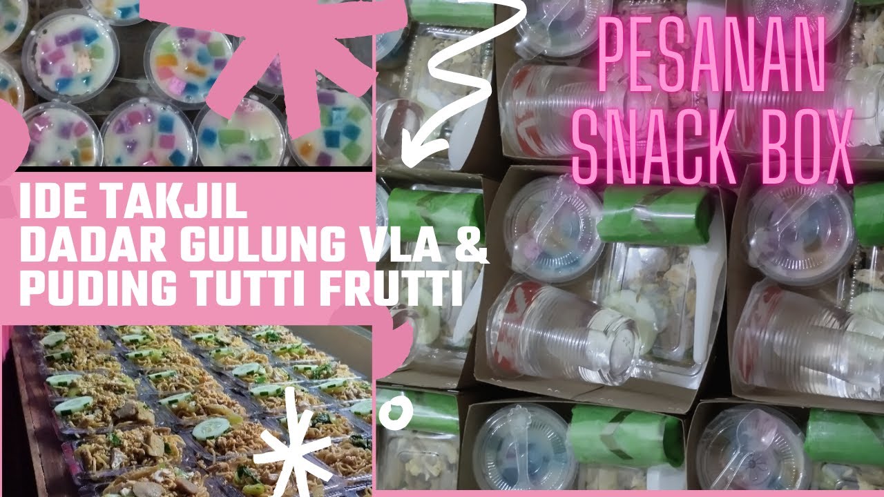 PESANAN SNACK BOX, IDE TAKJIL RAMADHAN. RESEP DADAR GULUNG VLA COKLAT & PUDING TUTTI FRUTTI.
