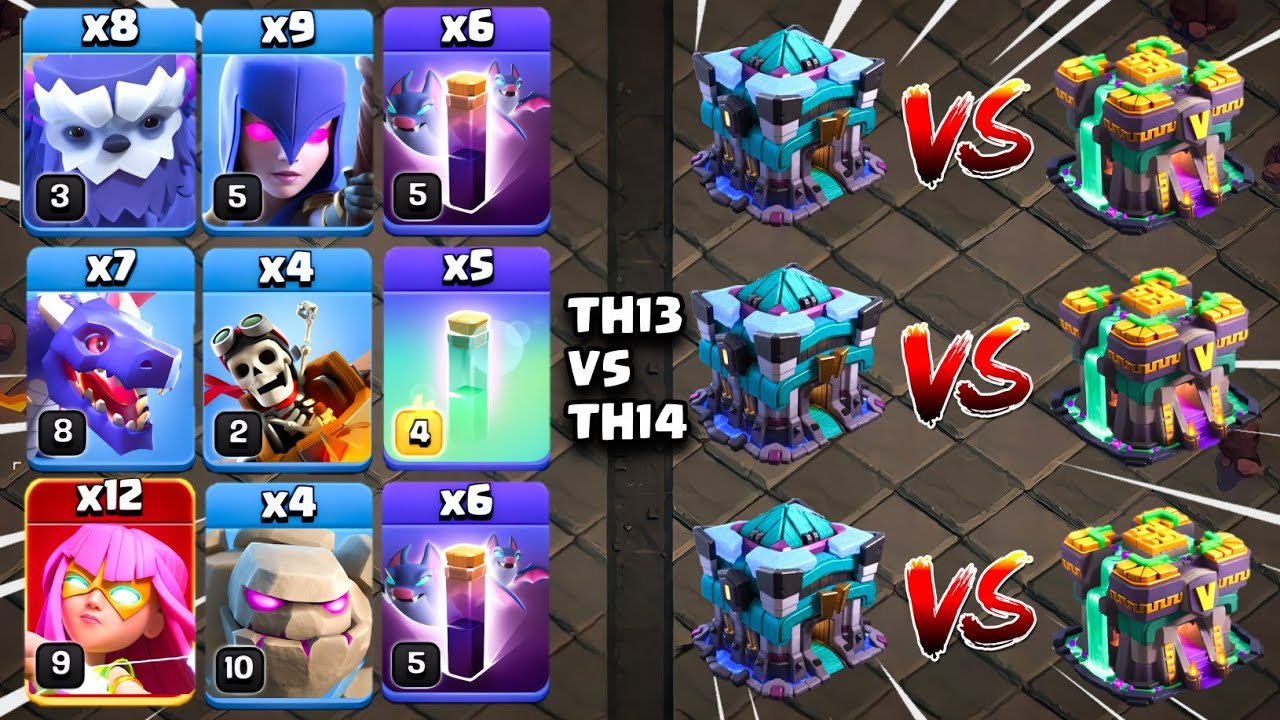 ТОП-3 стратегии атаки TH13 против TH14 2025 в Clash of Clans