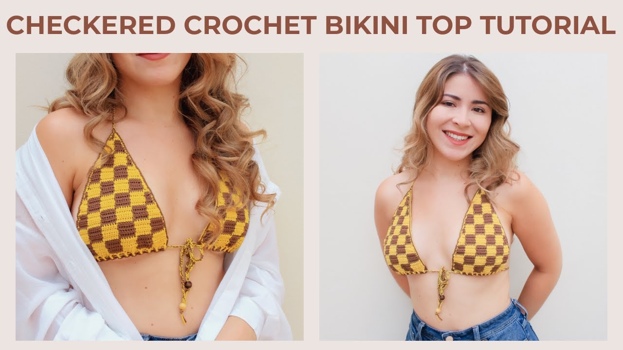 Easy Crochet Bikini Top Tutorial - Checkered