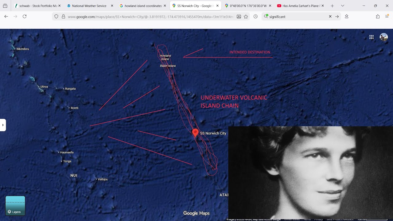 LINE 157/337, AMELIA EARHART hunting for Howland Island.....cloudy, slim chance.