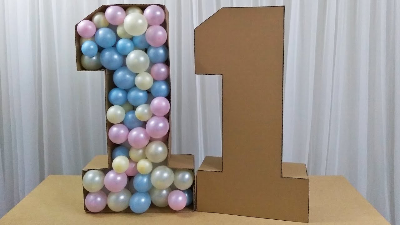 Como Fazer Número 1 de Papelão Grande 3D Para Decoração de Festa Numero 1 Para Balões Molde