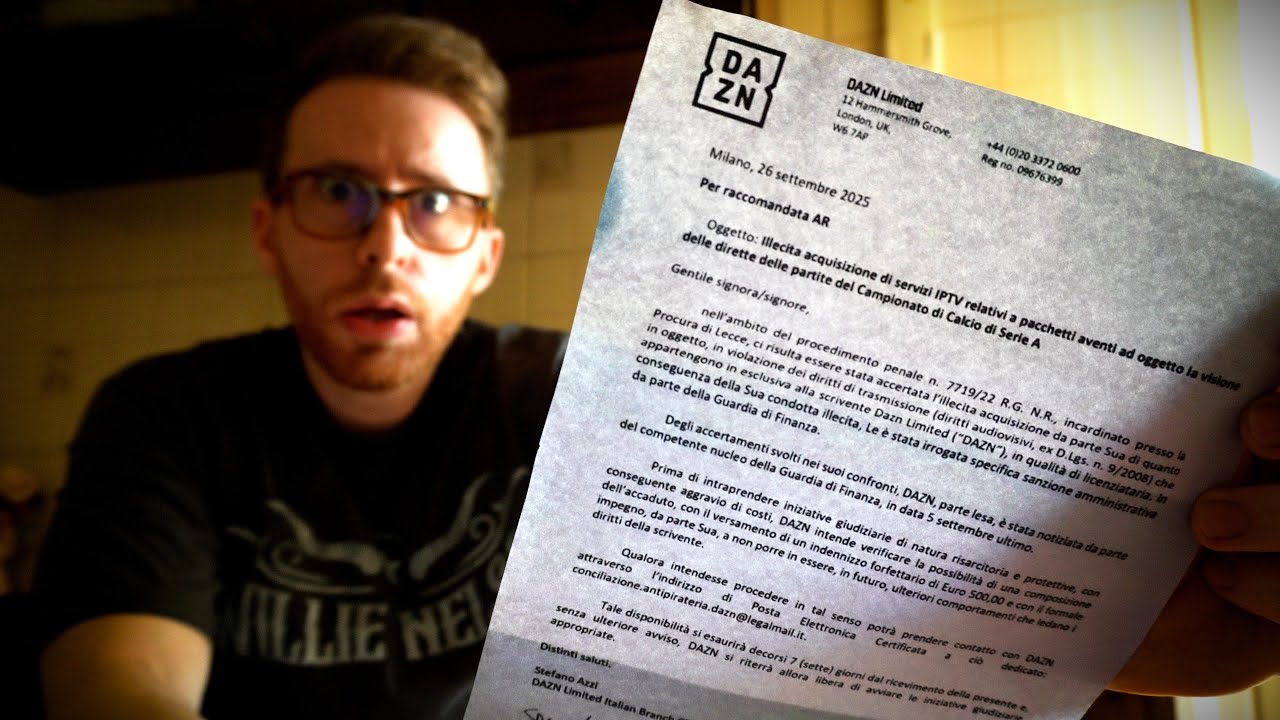 500 EURO DI "MULTA" DA DAZN PER PIRATERIA... QUESTA LETTERA È UNA TRUFFA?