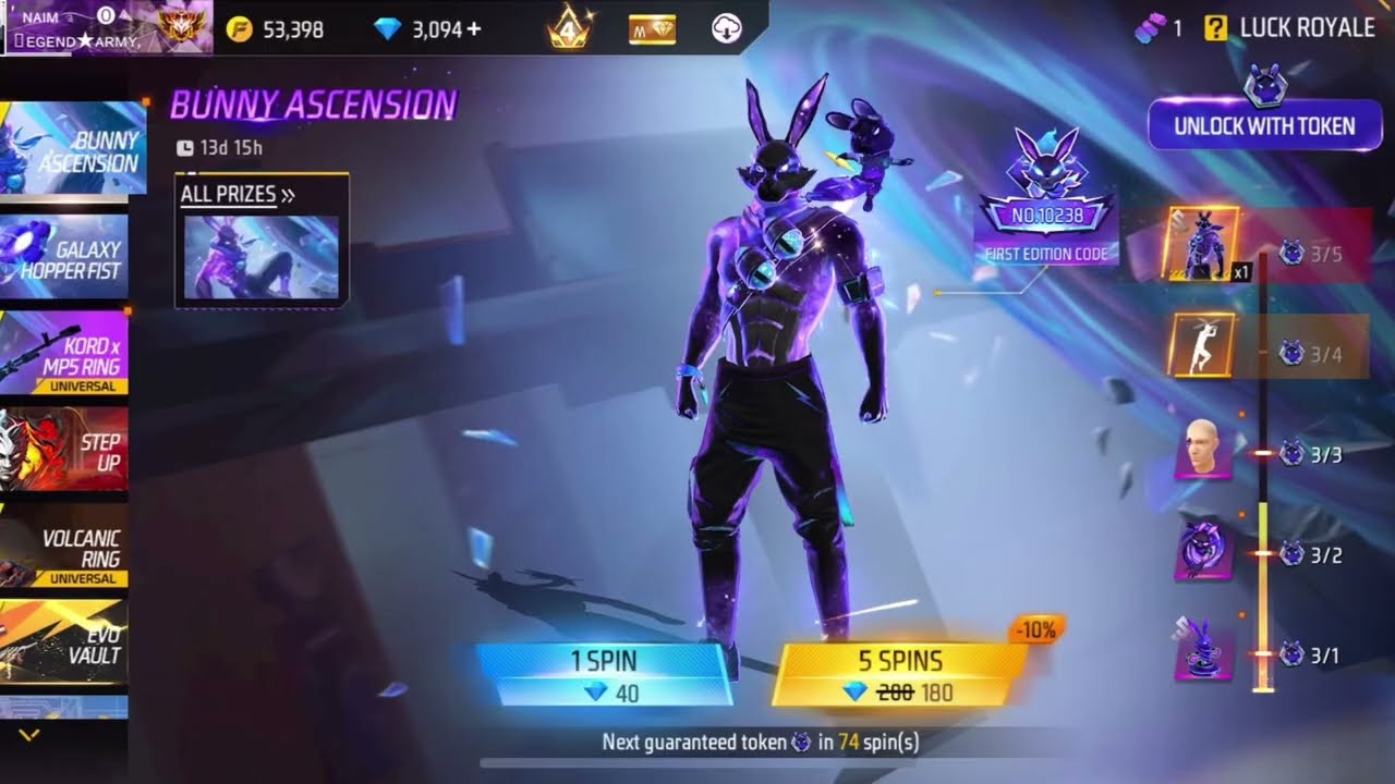 New Galactic Bunny Bundle Event Spin | #freefire #garena 