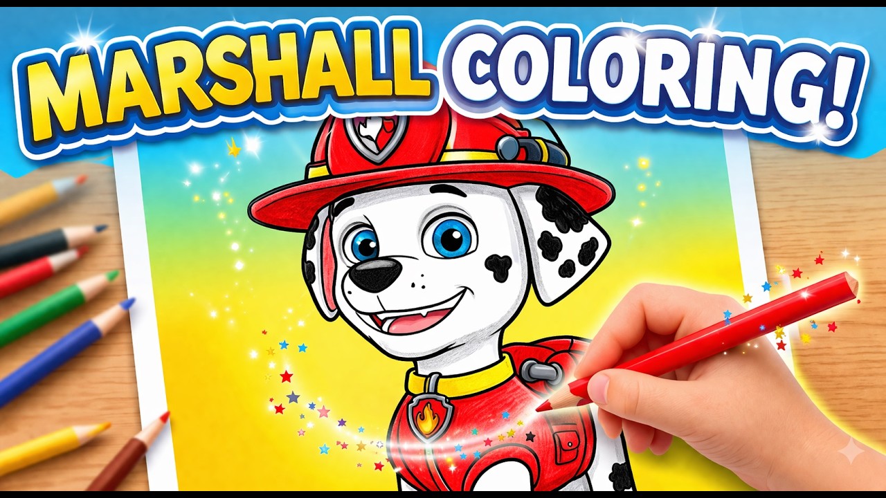 Marshall Paw Patrol Coloring | Easy Pencil Coloring Technique