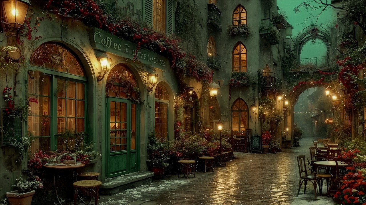 Cozy Gothic Coffee Shop on a Rainy Night | Dark Academia Ambience for Reading & Relax