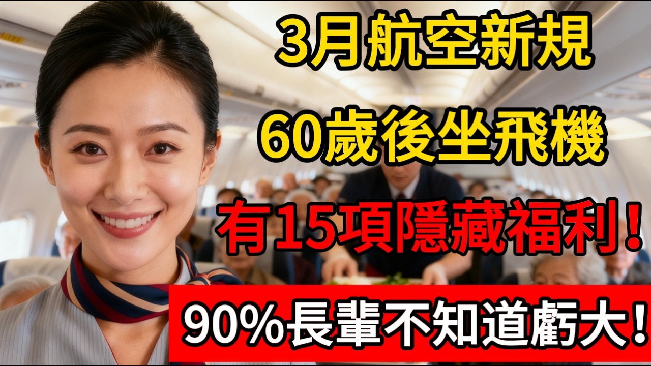 3月航空新規，60歲後坐飛機，有15項隱藏福利！90%長輩不知道虧大！#生活經驗 #百科密码 #跨國 #航空旅行