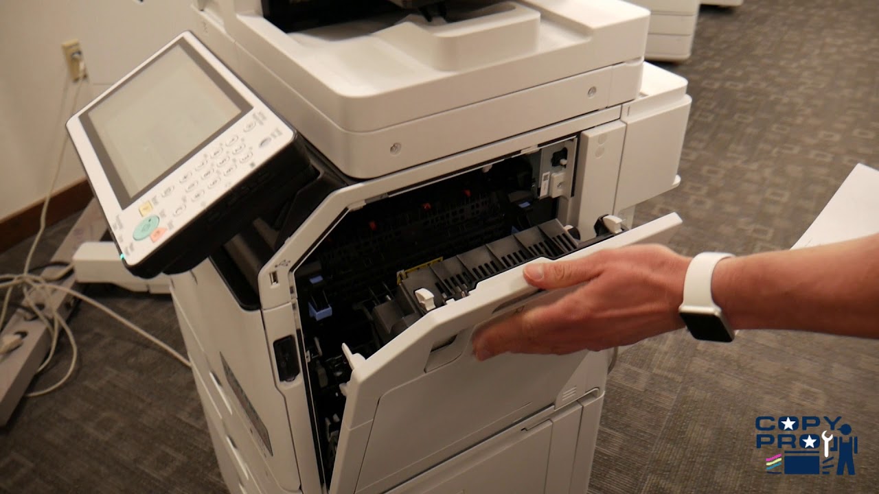 Clearing a jam and changing toner on a Canon C256if Canon C356if
