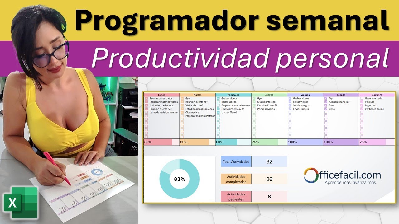 Programador semanal #excel  | #productividad personal